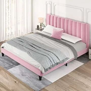 Stylish HOOMIC King Size Bed Frame - Vibrant Velvet Design