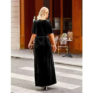Elegant Velvet Maxi Dress for Weddings and Parties - MEROKEETY