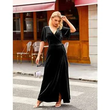 Elegant Velvet Maxi Dress for Weddings and Parties - MEROKEETY