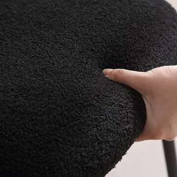 ZH4YOU Rattan Counter Height Bar Stools, 26'' Modern Boucle Counter Stools with Cane Back, Wicker Counter Stools for Kitchen/Home Bar/Restaurant, Set of 2, Black Sherpa