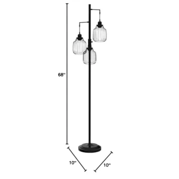 Dimmable Industrial Floor Lamp with 3 Edison Bulbs
