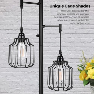 Dimmable Industrial Floor Lamp with 3 Edison Bulbs