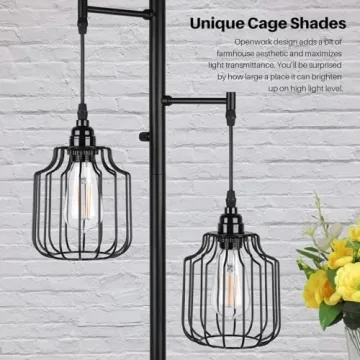 Dimmable Industrial Floor Lamp with 3 Edison Bulbs