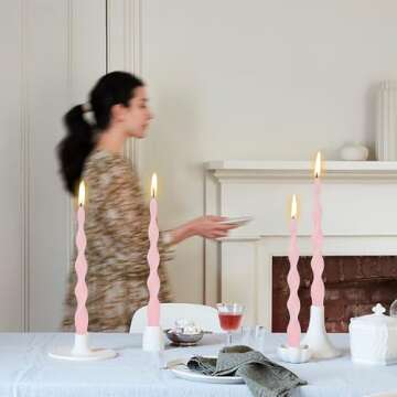 Spiral Taper Candles 6Pack - Pink Candle Sticks 10inches Long Candlesticks Twisted Tapered Candles U...