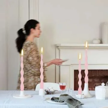 Spiral Taper Candles 6Pack - Pink Candle Sticks 10inches Long Candlesticks Twisted Tapered Candles U...