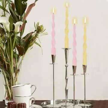 Spiral Taper Candles 6Pack - Pink Candle Sticks 10inches Long Candlesticks Twisted Tapered Candles Unscented Smokeless Candle for Wedding Party Home Tablescape Valentine's Day Decoration