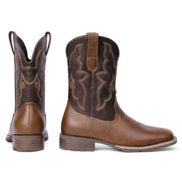 Dixhills Cowboy Boots - Stylish Durable Square Toe for Men