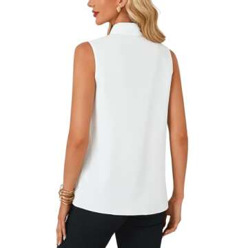LYANER Women's Elegant Bow Tie Mock Neck Sleeveless Blouse Office Workwear