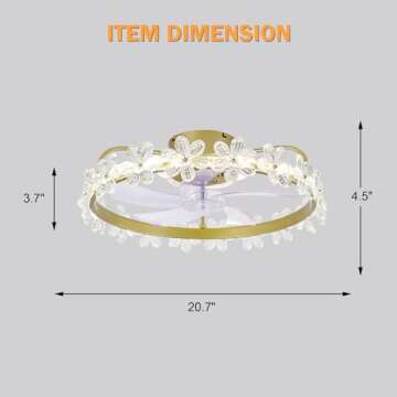 Oaks Aura Fandelier Ceiling Fan with Light and Remote, 22'' Dimmable LED, 3 Colors, 6 Speeds, Flush Mount Low Profile Small Ceiling Fan with APP Control for Kids Room Bedroom