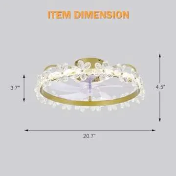 Oaks Aura Fandelier Ceiling Fan with Light and Remote, 22'' Dimmable LED, 3 Colors, 6 Speeds, Flush Mount Low Profile Small Ceiling Fan with APP Control for Kids Room Bedroom