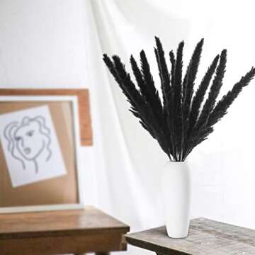30Pcs Black Pampas Grass,17.5 inch Natural Dried Pampas Grass,Fluffy Stem Bouquet,Reed Grass for Home Decor Wedding Boho Decor Flower Arrangements,Shelf Decor,Balcony Decor