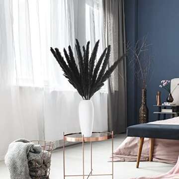 30Pcs Black Pampas Grass,17.5 inch Natural Dried Pampas Grass,Fluffy Stem Bouquet,Reed Grass for Home Decor Wedding Boho Decor Flower Arrangements,Shelf Decor,Balcony Decor