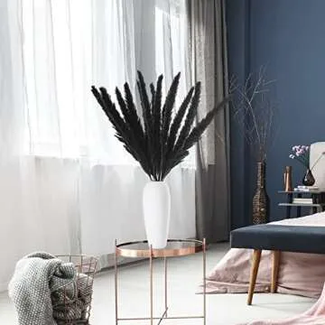 30Pcs Black Pampas Grass,17.5 inch Natural Dried Pampas Grass,Fluffy Stem Bouquet,Reed Grass for Home Decor Wedding Boho Decor Flower Arrangements,Shelf Decor,Balcony Decor