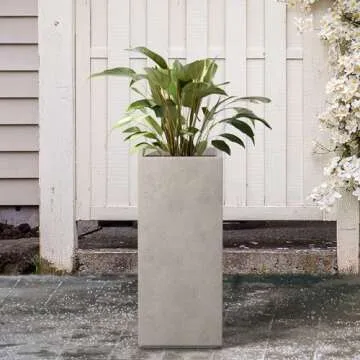 Kante 20.3" Tall Rectangular Concrete Planter for Home