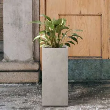 Kante 20.3" Tall Rectangular Concrete Planter for Home