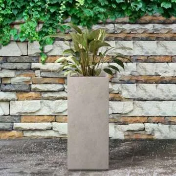 Kante 20.3" Tall Rectangular Concrete Planter for Home