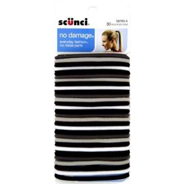 Scunci by Conair No Damage Elastic Hair Ties in Assorted Colors, 30 Pack Multicolor for Women and Me...