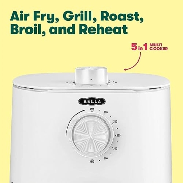 BELLA 3 Qt Manual Air Fryer, 5-in-1 Multicooker in White