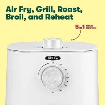 BELLA 3 Qt Manual Air Fryer, 5-in-1 Multicooker in White