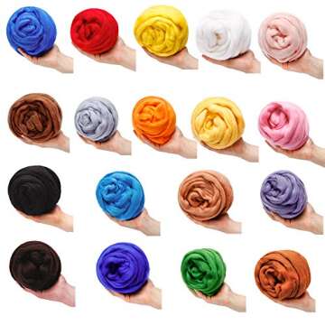 3.53oz Wool Roving Yarn, Fiber Roving Wool Top, Wool Felting Supplies, Pure Wool, Chunky Yarn, Spinning Wool Roving for Needle Felting Wet Felting DIY Hand Spinning (White)