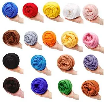 3.53oz Wool Roving Yarn, Fiber Roving Wool Top, Wool Felting Supplies, Pure Wool, Chunky Yarn, Spinning Wool Roving for Needle Felting Wet Felting DIY Hand Spinning (White)