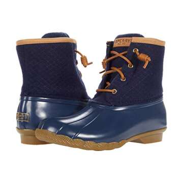 Sperry Women's Saltwater Emboss Wool Rain Boot, Navy, 8.5