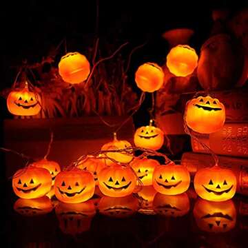 KAILEDI Halloween String Lights, LED Pumpkin Lights, Holiday Lights for Outdoor Decor,2 Modes Steady/Flickering Lights(20 One Pumpkin Lights, 9.8 feet) (Pumpkin)