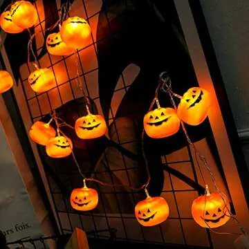 KAILEDI Halloween String Lights, LED Pumpkin Lights, Holiday Lights for Outdoor Decor,2 Modes Steady/Flickering Lights(20 One Pumpkin Lights, 9.8 feet) (Pumpkin)