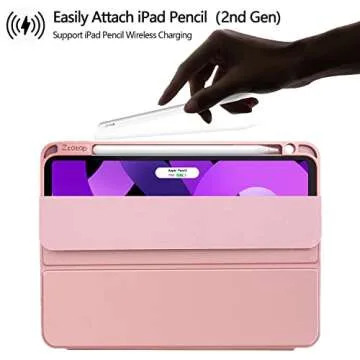 ZtotopCases Case for iPad Air 6th Generation 11 Inch Case M2 2024 & iPad Air 5th/4th Gen 10.9 Inch 2022/2020 & iPad Pro 11" 2018 1st Case with Pencil Holder,Soft TPU Back Trifold Smart Cover,Rose Pink
