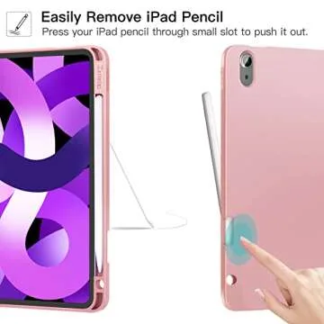 ZtotopCases Case for iPad Air 6th Generation 11 Inch Case M2 2024 & iPad Air 5th/4th Gen 10.9 Inch 2022/2020 & iPad Pro 11" 2018 1st Case with Pencil Holder,Soft TPU Back Trifold Smart Cover,Rose Pink