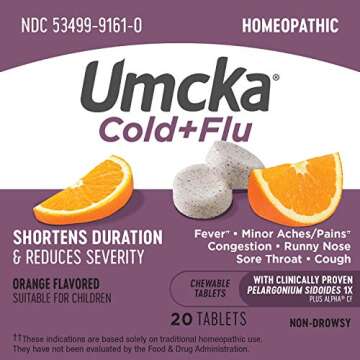 Nature's Way Cold+Flu Relief Chewables, Umcka, Shortens Duration & Reduces Severity, Multi-Symptom R...