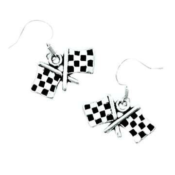 Checkered Flag Charm Earrings