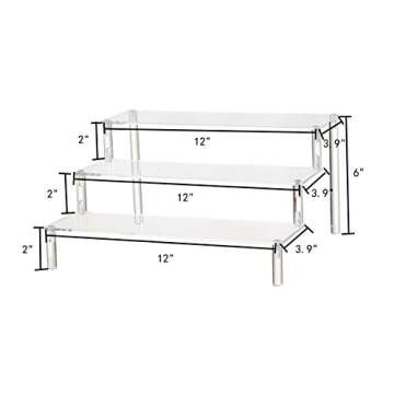 BYCY Clear Acrylic Display Stand 3 Tier Clear Desserts Holder, Pop Figurine, Cupcake Display Risers.