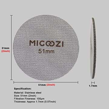 Espresso Puck Screen 51mm, Reusable 1.7mm Thickness 100μm Stainless Steel Professional Barista Coffee Filter Mesh Plate for Espresso Portafilter Filter Basket (51mm)