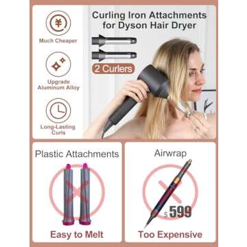 Automatic Curling Wands Attachments with 2 Curlers for Dyson Supersonic Hair Dryer Airwrap, Long Hai...