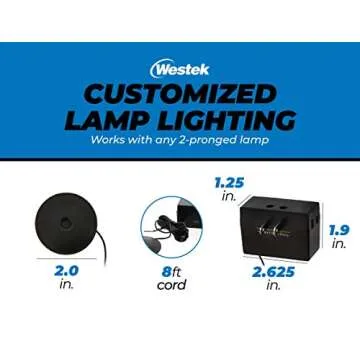 Westek Plug in Dimmer Switch for Lamps, 2 Pack - Plug in Dimmer Switch with Touch Lamp Switch - 200W, 3 Level Dimmer - Ideal for Bedside and Hard to Reach Lamps - (6043BC)