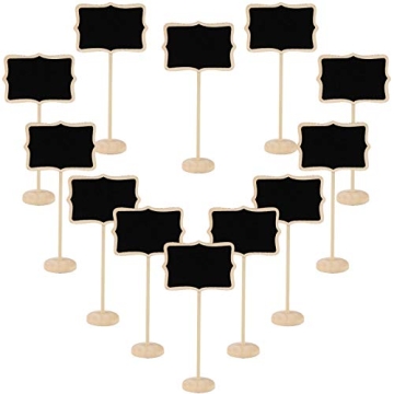 FUTUREPLUSX 12 PCS Mini Stand Board Place Cards Wood Mini Chalkboard Sign with Easel Stand for Chalk...