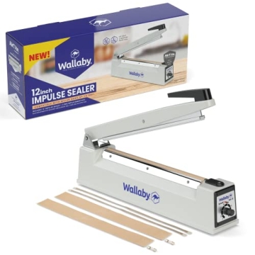Wallaby Impulse Sealer - 12 inch - Manual Heat Sealer Machine for Mylar Bags - Heavy Duty for Strong...