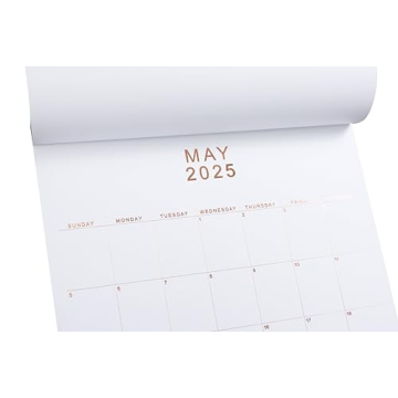 Stylish 2025 Wall Calendar with Rose Gold Foil Design