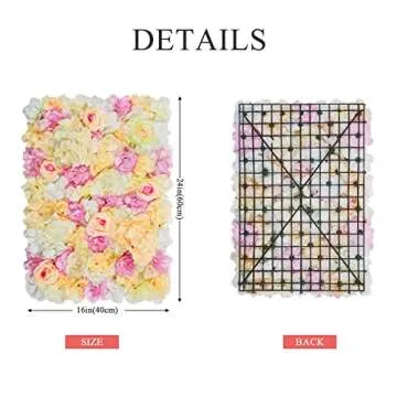 Pauwer Artificial Flower Wall Panels 2 Pack of 16 x 24" Flower Wall Mat Silk Rose Flower Panels for Backdrop Wedding Wall Decoration (Pink+Champagne)