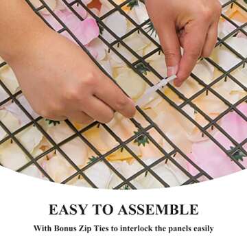 Pauwer Artificial Flower Wall Panels 2 Pack of 16 x 24" Flower Wall Mat Silk Rose Flower Panels for Backdrop Wedding Wall Decoration (Pink+Champagne)