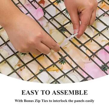 Pauwer Artificial Flower Wall Panels 2 Pack of 16 x 24" Flower Wall Mat Silk Rose Flower Panels for Backdrop Wedding Wall Decoration (Pink+Champagne)