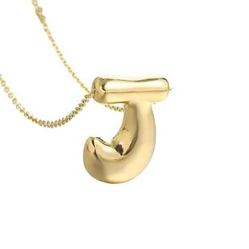 Gold Plated Chunky Initial Necklace for Women