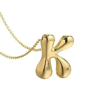 Gold Plated Chunky Initial Necklace for Women