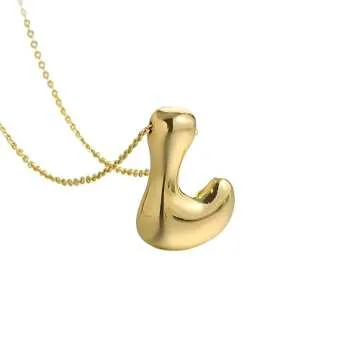 Gold Plated Chunky Initial Necklace for Women