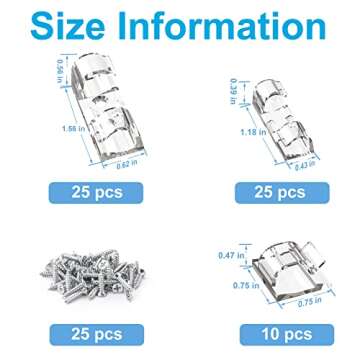 TidyHelper Outdoor Light Clips (Assorted Sizes, 60 PCS), Adhesive Cable Cord Organizer for Wall, Cle...
