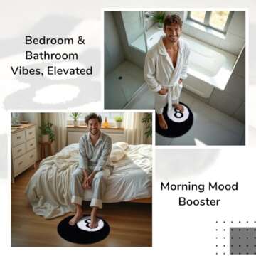 TURKUAZ LABEL 8 Ball Rug - 32 Inch White & Black Y2K Rug - Aesthetic and Cool Rugs for Bedroom & Living Room - Y2K Room Decor