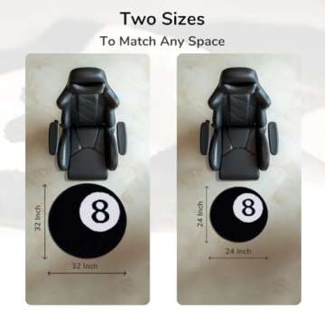 TURKUAZ LABEL 8 Ball Rug - 32 Inch White & Black Y2K Rug - Aesthetic and Cool Rugs for Bedroom & Living Room - Y2K Room Decor