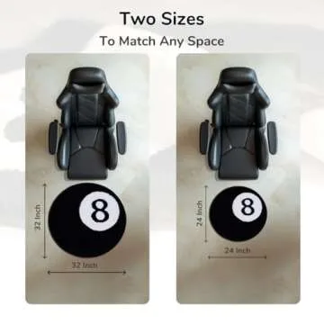 TURKUAZ LABEL 8 Ball Rug - 32 Inch White & Black Y2K Rug - Aesthetic and Cool Rugs for Bedroom & Living Room - Y2K Room Decor