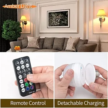 BLUEYE Rechargeable Light Bulbs 2 Pack with Remote 300LM